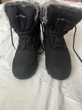 Women's Black Fur-Trim Winter & Rain Boots